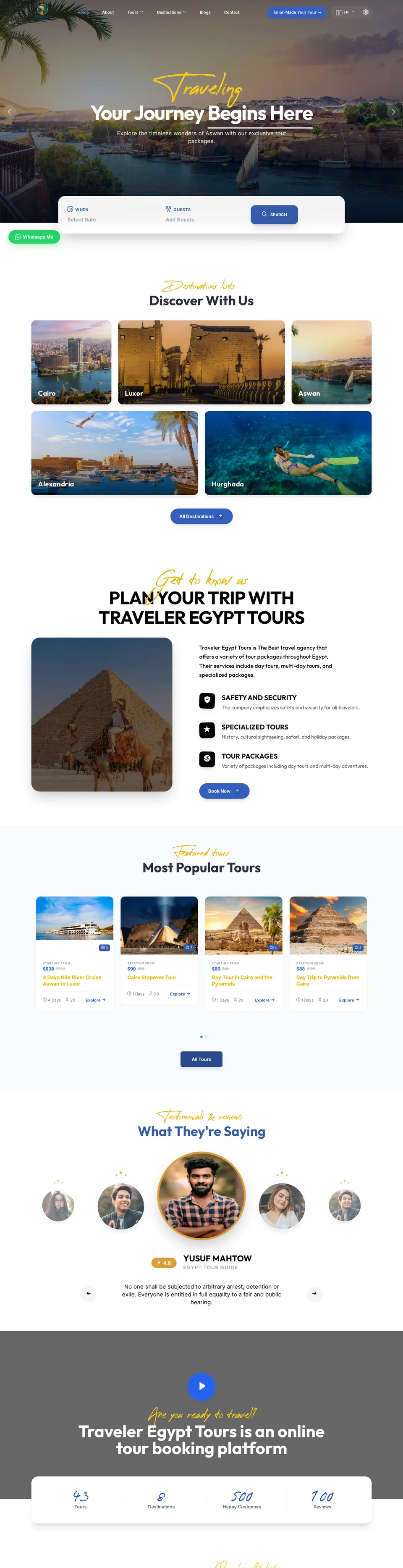 الصفحة الرئيسية لموقع Traveler Egypt Tours