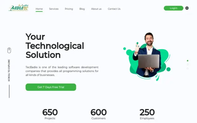 الصفحة الرئيسية لموقع TecBadia